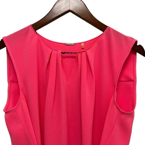 Elie Tahari Tunic Mini Dress Sleeveless Pink Crepe Tie Waist Women’s Size 4 - Picture 4 of 8